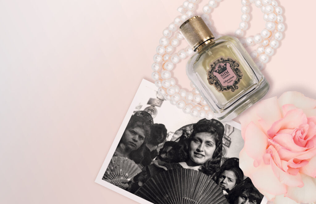 Il profumo A’Barunissa, ideato da Alessandra Catalbiano. È un omaggio ad un donna siciliana dalla pelle profumata di rosa bulgara e cannella, dai folti capelli corvini.